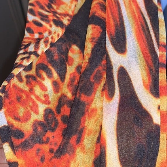 Shein Leopard Print Accessory Colorful Orange Scarf Head Wrap Sash Size Small - Picture 1 of 4